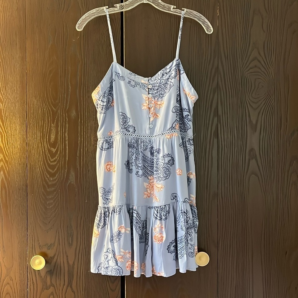 Love Tree light blue, spaghetti strapped mini dress. Size Medium